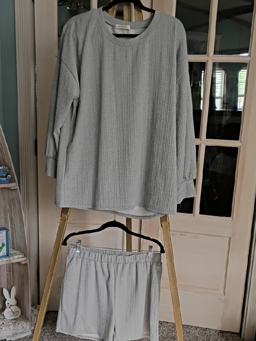 Cozy Texture 2-Piece Lounge Set - Light Gray